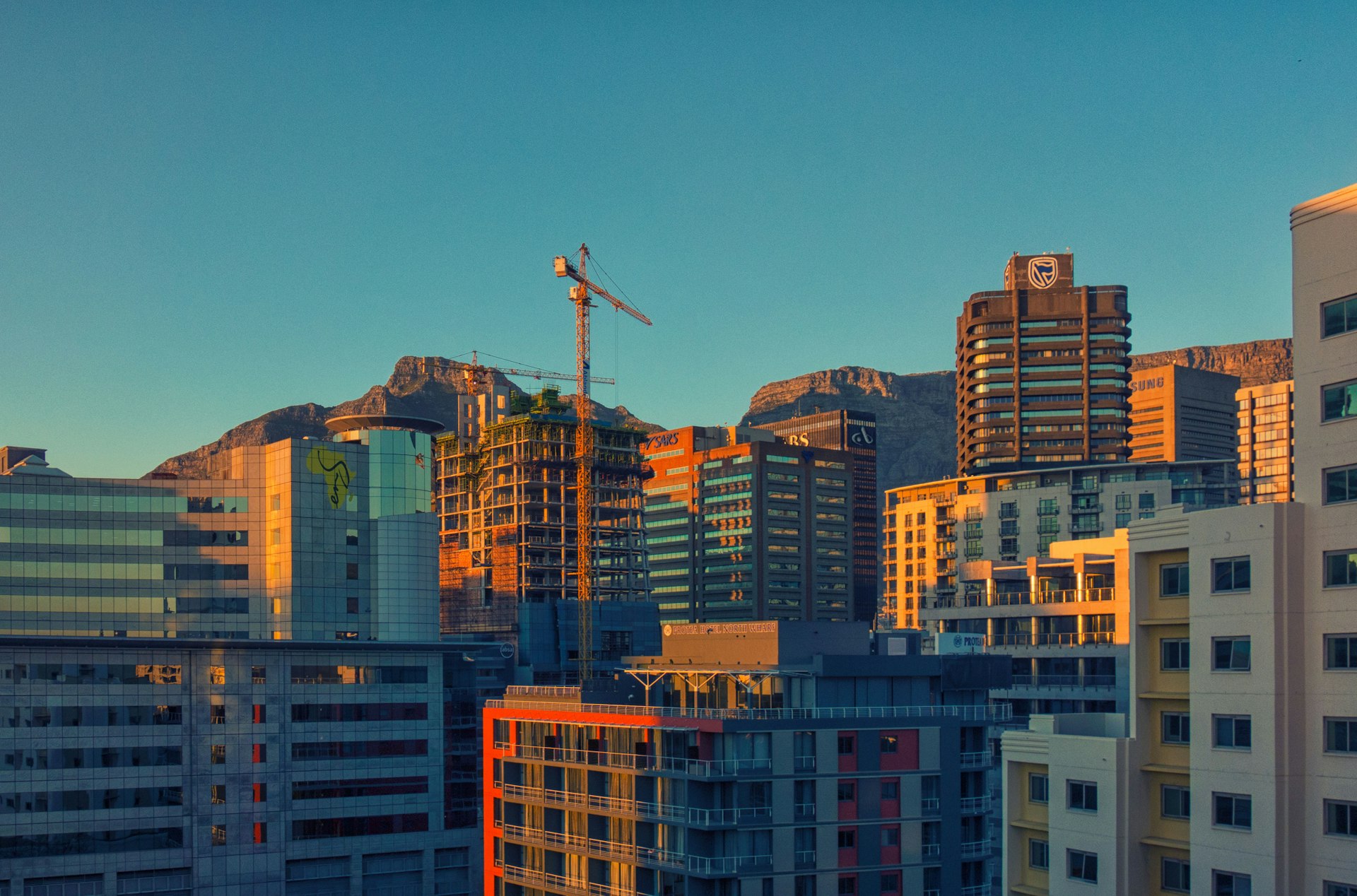 sprawling construction buildings